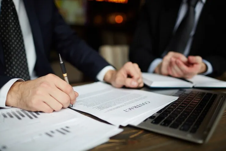 Lawyer reading ducument