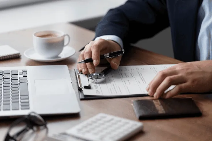 Lawyer works on documents