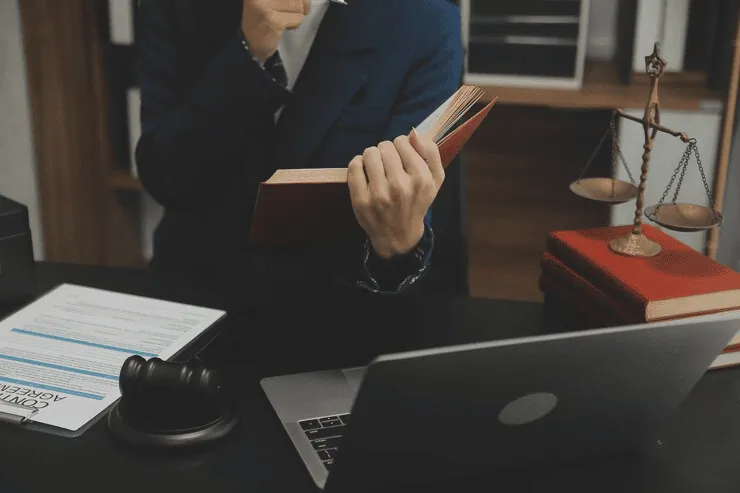 lawyer looks at a document