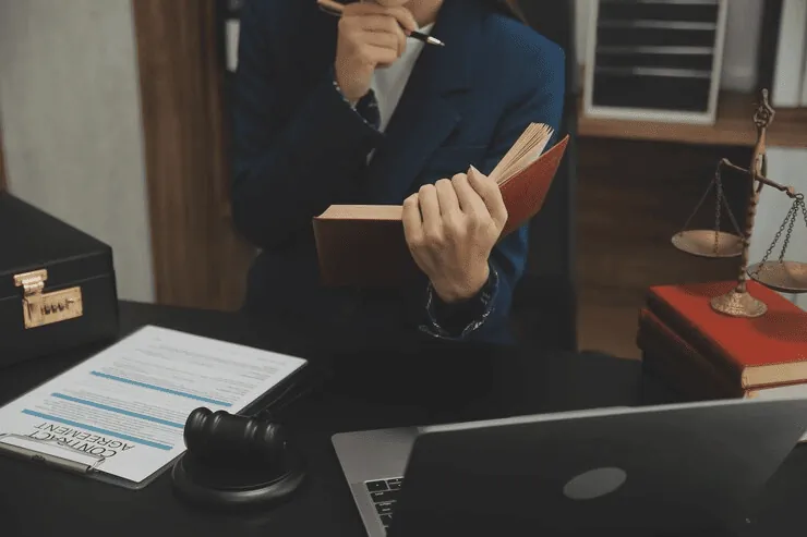Lawyer reads document