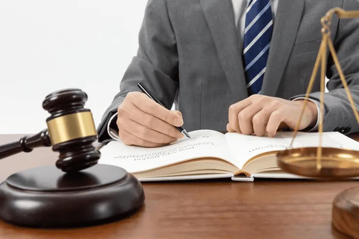 lawyer works on the lawsuit