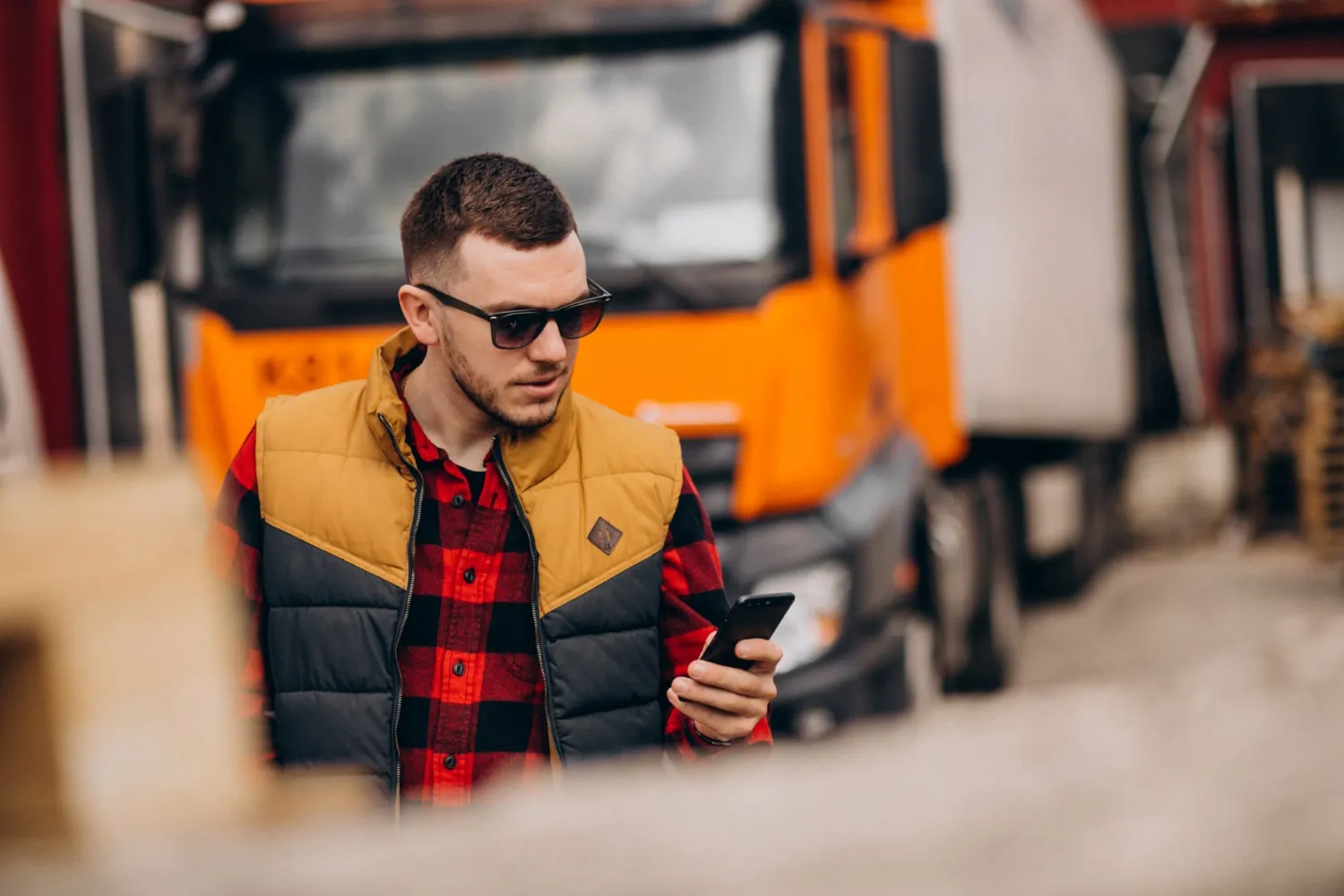 Truck driver distracted on the phone, increasing accident risk